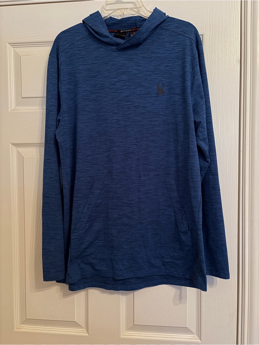 Spyder Men's Heathered Navy Blue Zip-Up Performance Long Sleeve Tee